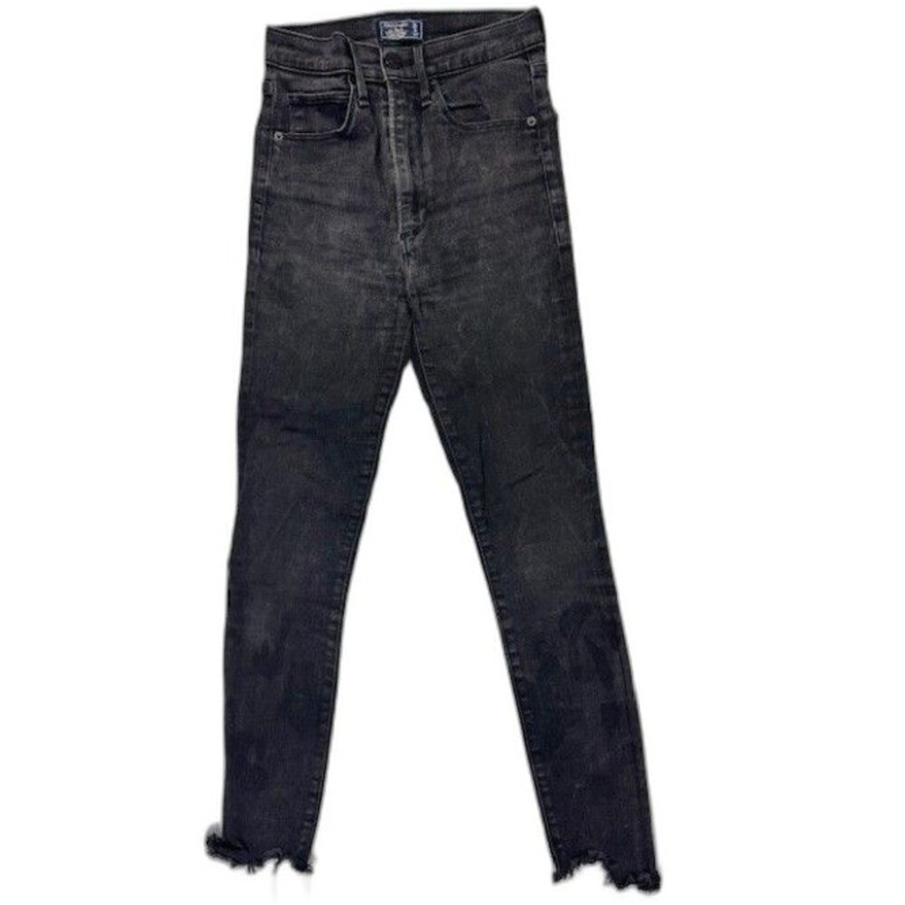 Abercrombie & Fitch Size 25 0 Women Jeans Skinny Black High Rise Raw Hem Stretch